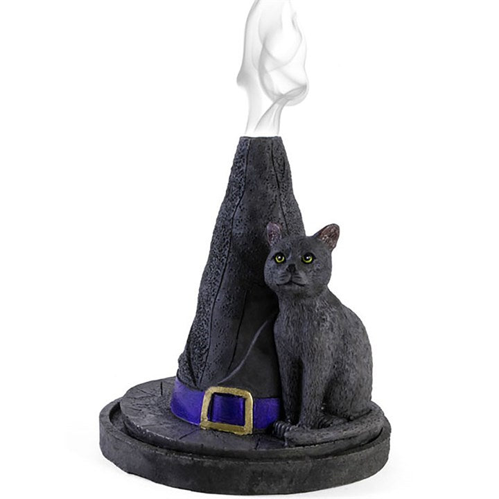 Witch Hat with Black Cat Incense Cone Holder