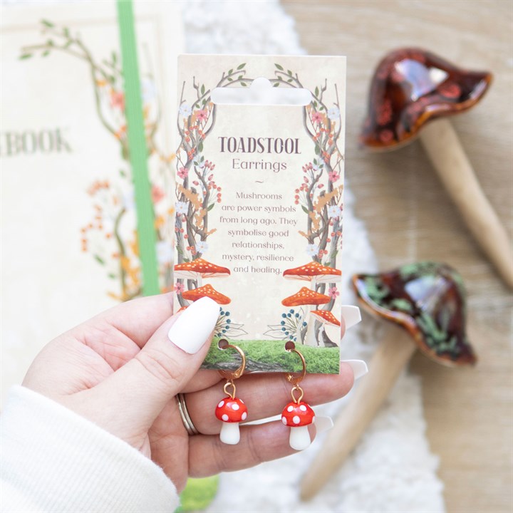 Red Toadstool Drop Earrings