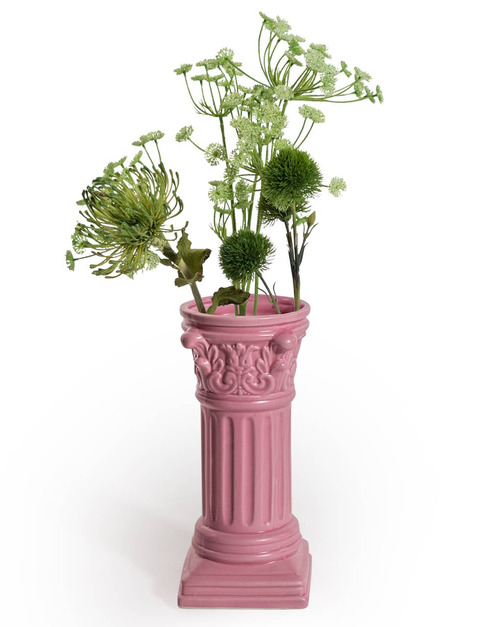 Matt Pink Small Corinthian Column Ceramic Vase