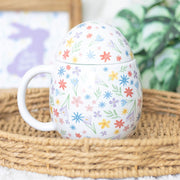 Floral Egg Shaped Ceramic Mug