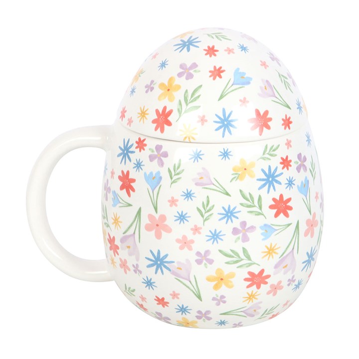 Floral Egg Shaped Ceramic Mug