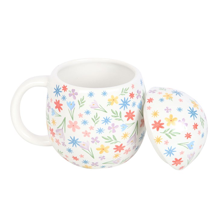 Floral Egg Shaped Ceramic Mug