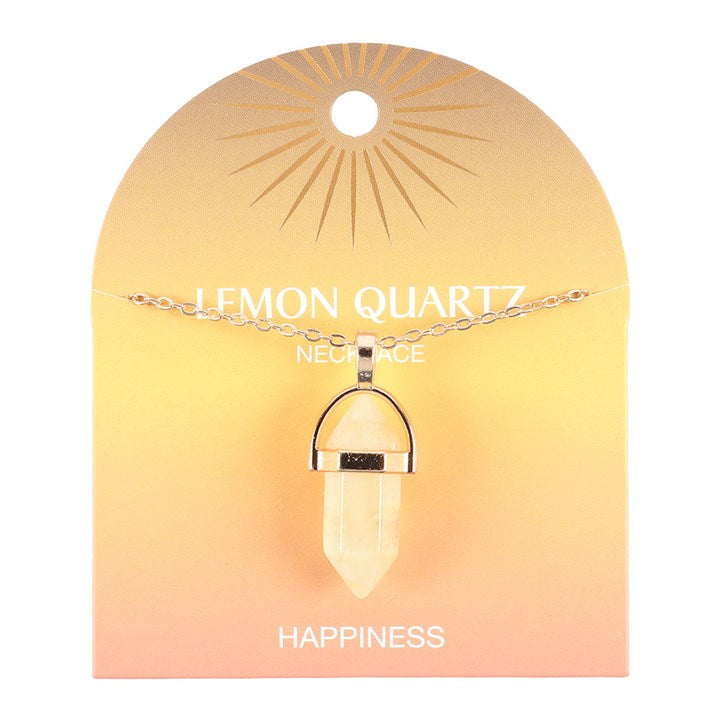 Lemon Quartz Stone Pendant Necklace