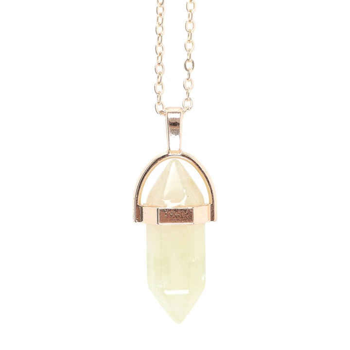Lemon Quartz Stone Pendant Necklace