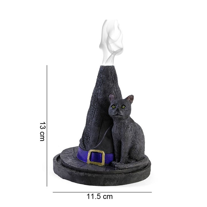 Witch Hat with Black Cat Incense Cone Holder