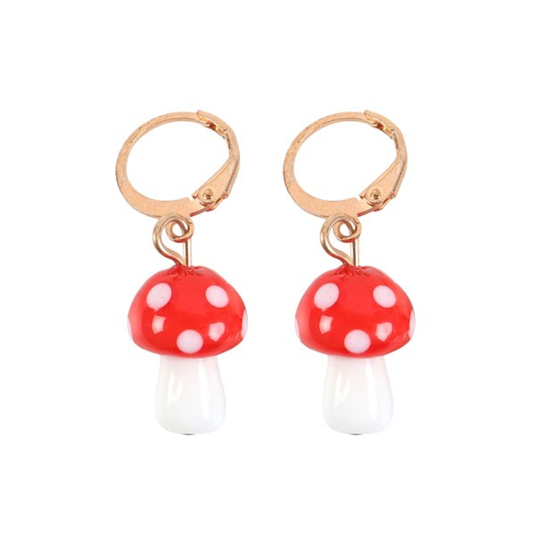 Red Toadstool Drop Earrings