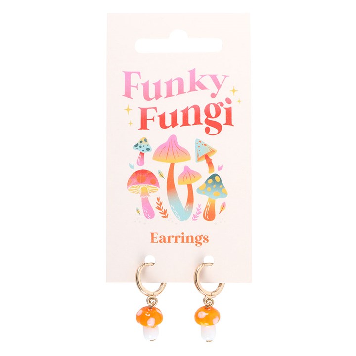 Orange Mushroom Drop Earrings