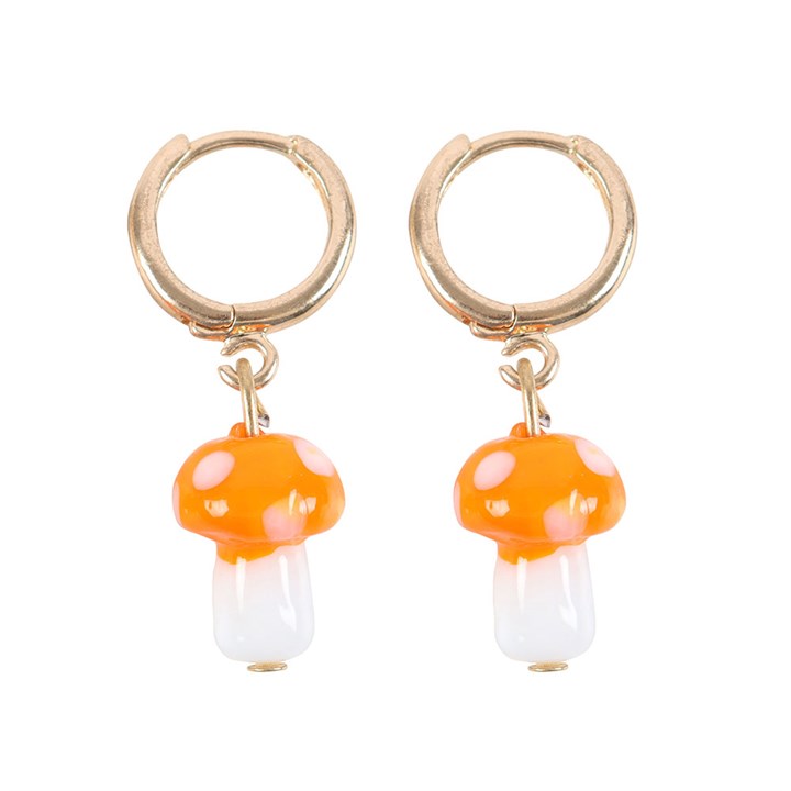 Orange Mushroom Drop Earrings
