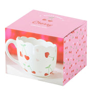 Cherry Print Scalloped Edge Mug