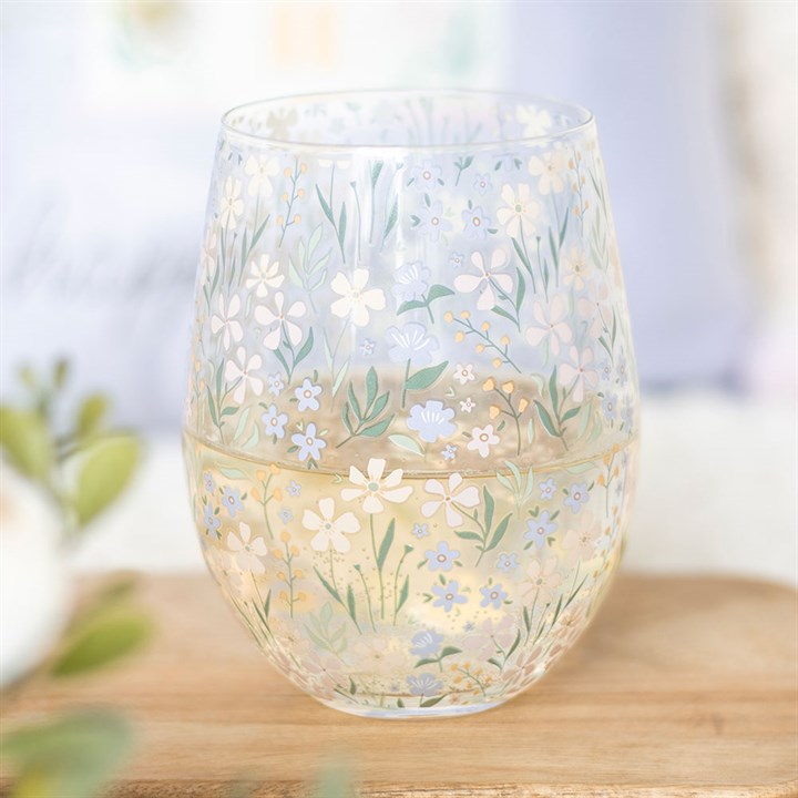 Ditsy Floral Stemless Wine Glass