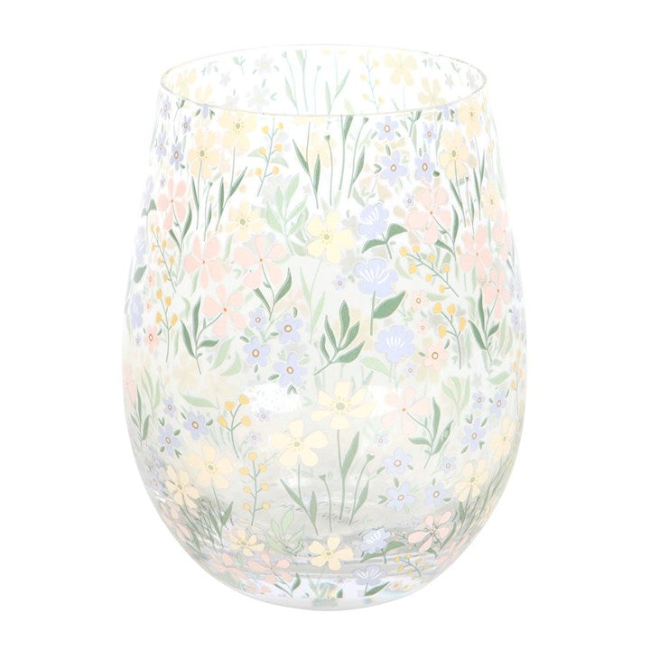 Ditsy Floral Stemless Wine Glass