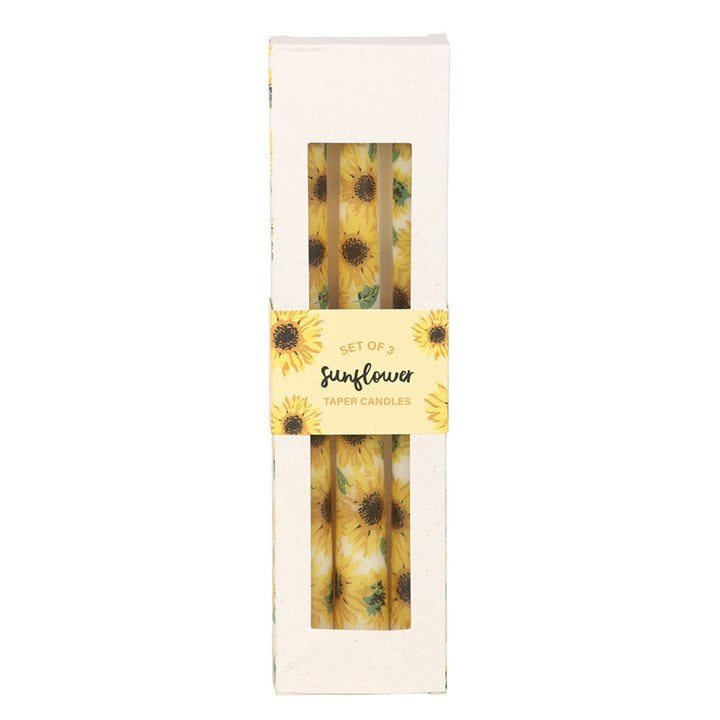 Yellow Sunflower Taper Candles Set of 3