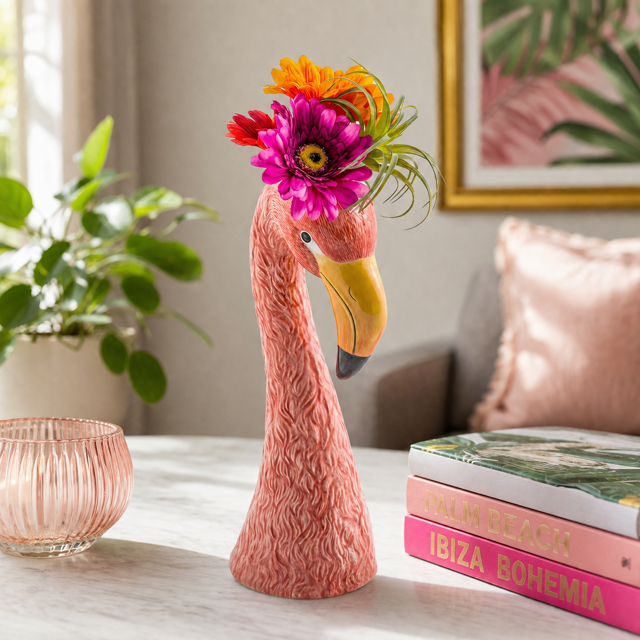 Pink Flamingo Ceramic Vase